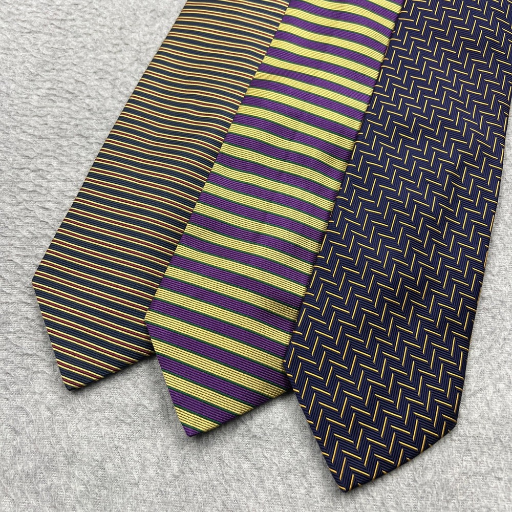 Lot of 3 Brooks Brothers Makers Ties Multicolor Striped Geometric 100% Silk USA